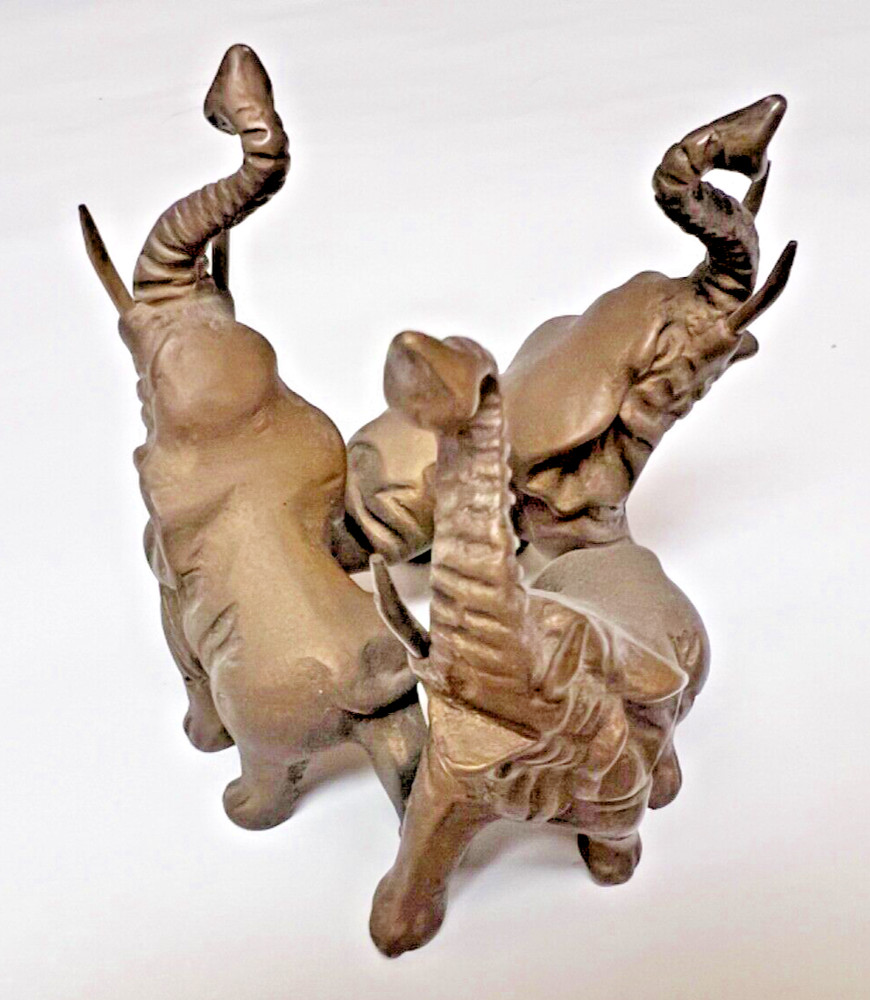 SOLID BRASS ELEPHANTS STAND FOR BALL OR EGG