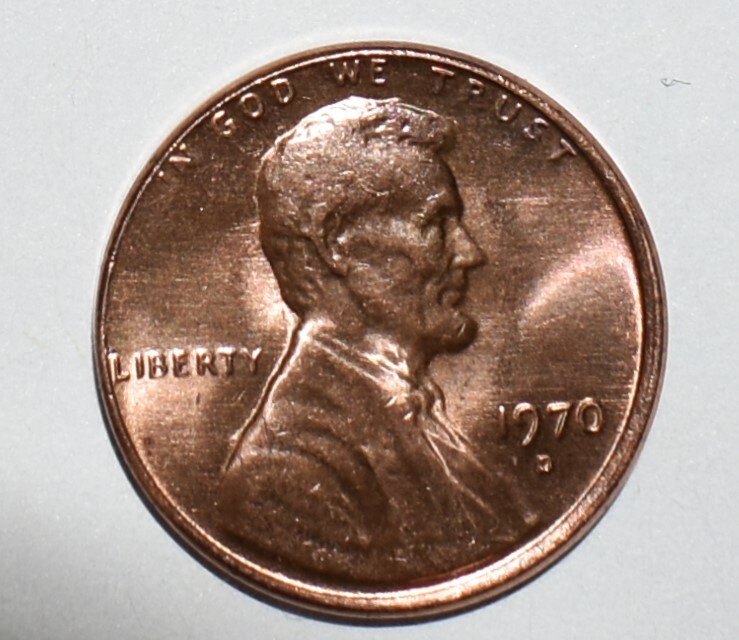 1970 D Strike Through Missing Letters Broad Strike Error R & O Uncirculated Red