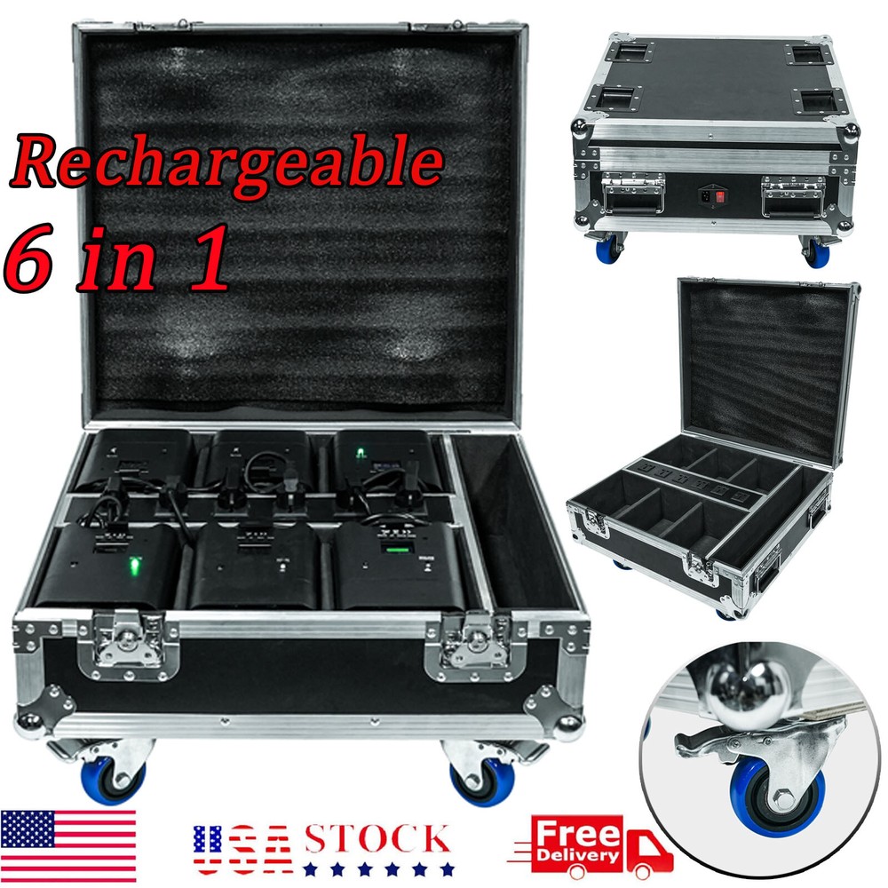 6pcs Par Light Rechargeable Flight Case Stage Light Flight Case with Wheels