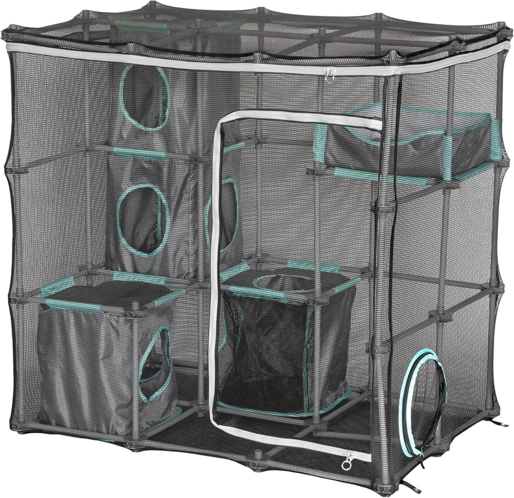 Portable Cat Playpen with Cubby Cubes