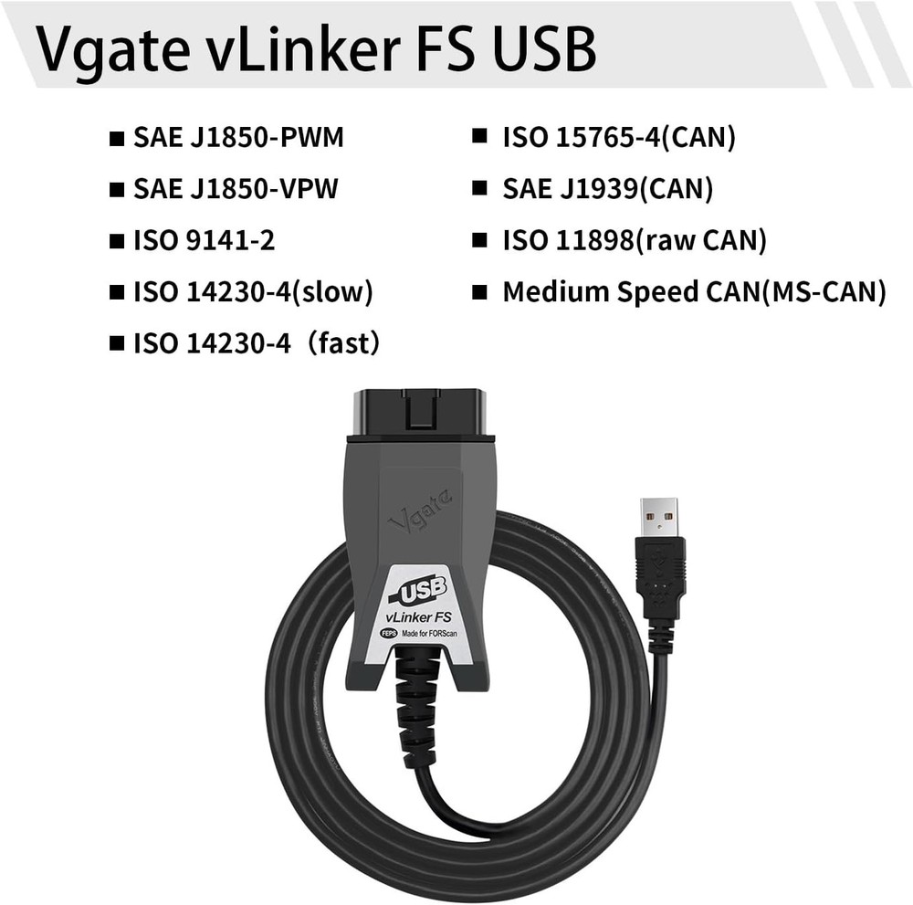 Vgate vLinker FS USB OBD2 to USB Car Diagnostic Tool Code Reader for FORScan OBD