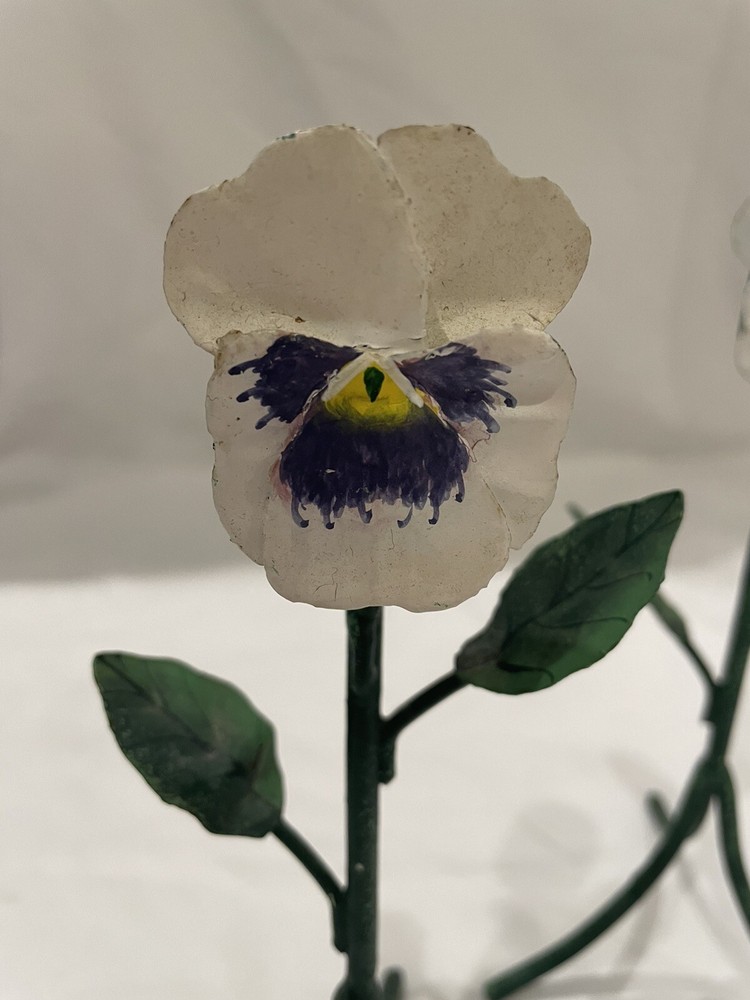 Pair of Pansy Handpainted Candlestick Holders