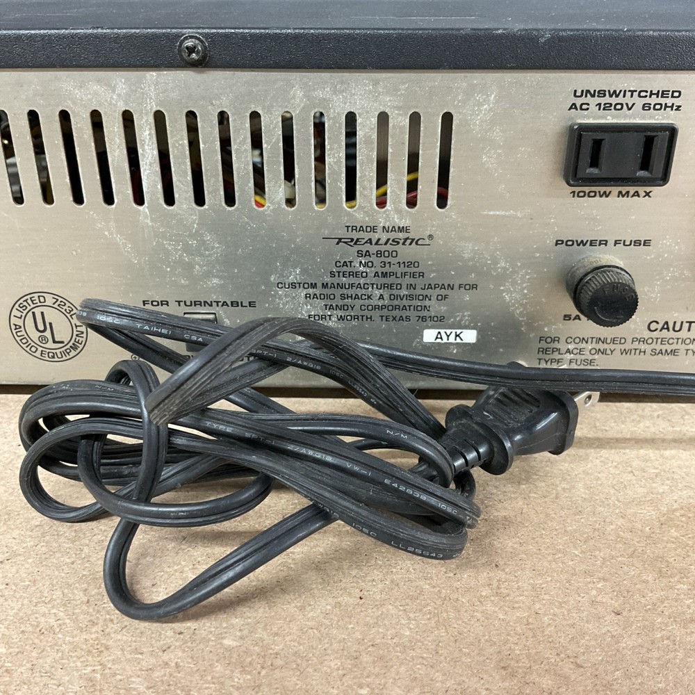 Vintage Realistic Stereo Amplifier Model SA-800 - Untested Powers On