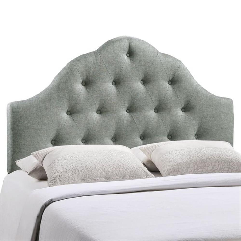 Hawthorne Collections Modern Fabric Queen Tufted Panel Headboard in Gray