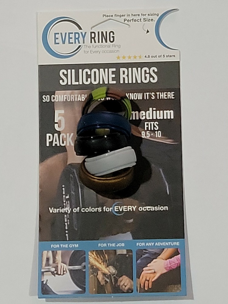 Every Ring  5 pack Silicone Rings Size Medium  Fits 9.5-10 -MED - NE
