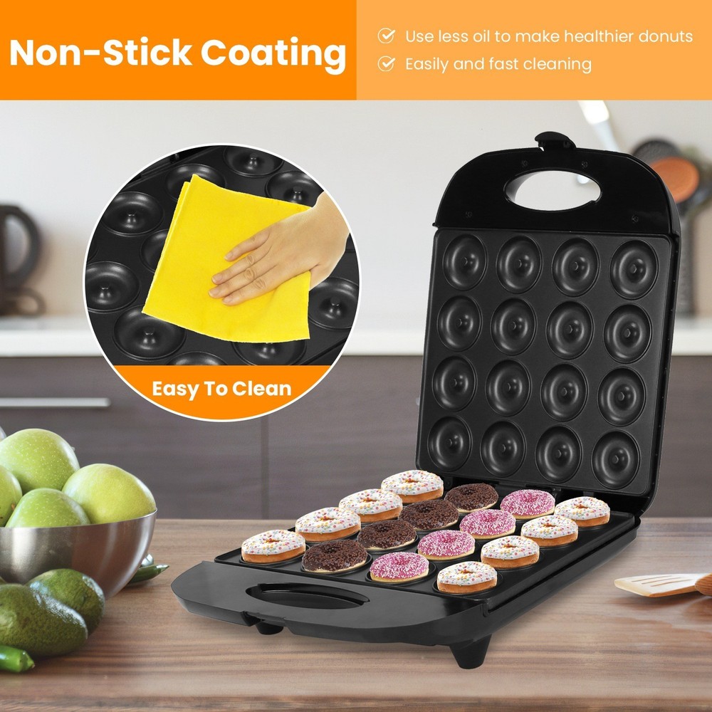 Mini Donut Maker Machine 16 Hole Nonstick Double Sided Heating 1400W