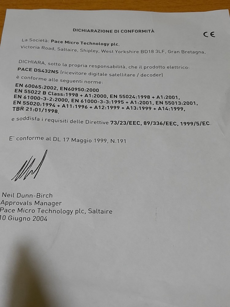SKY DIGITAL DECODER MODEL DS432NS