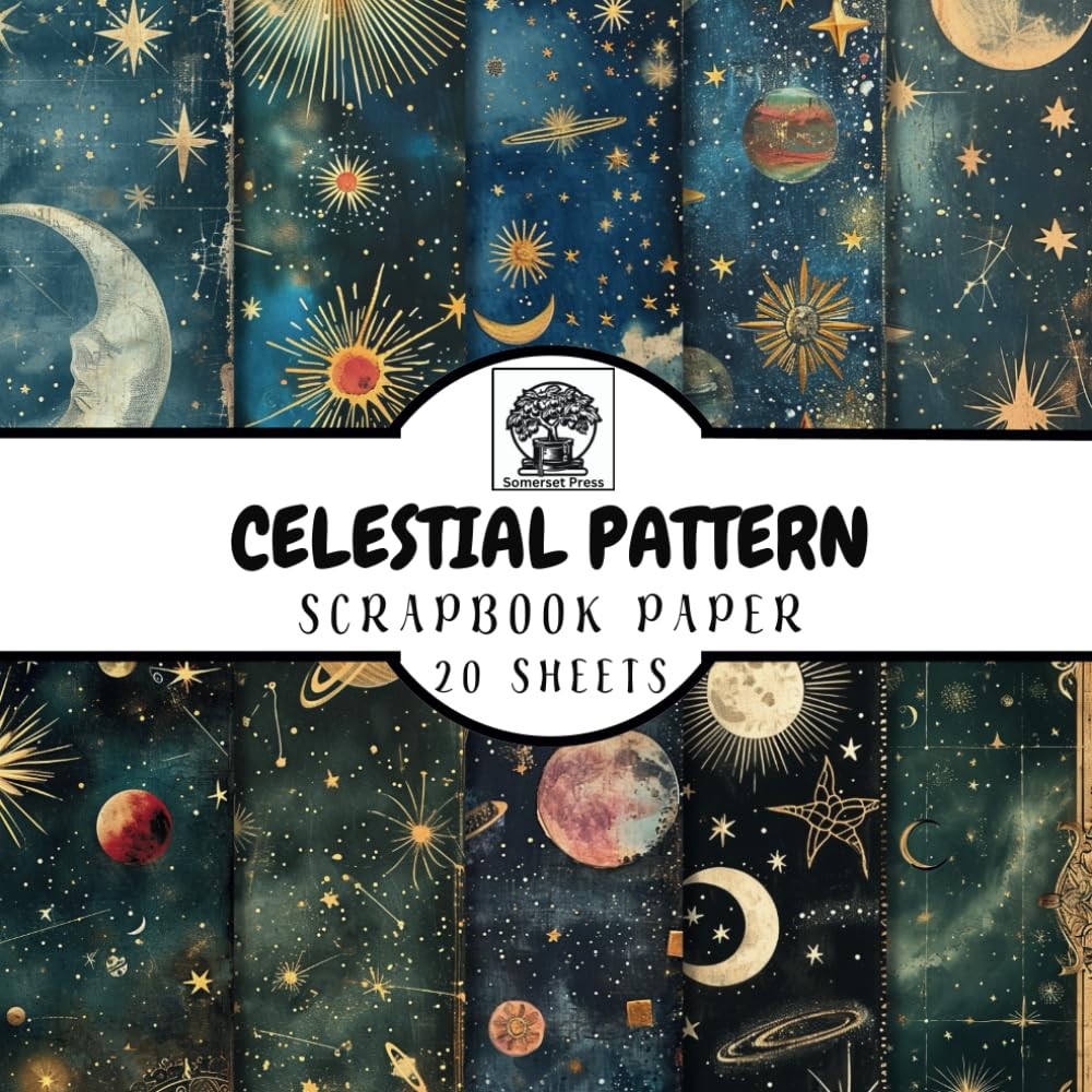 Celestial Pattern Scrapbook Paper: 20 Double-Sided Celestial Pattern Sheets for