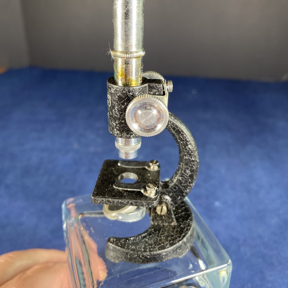 Miniature Microscope Black & Silver Metal - Approximately 4 Inches High