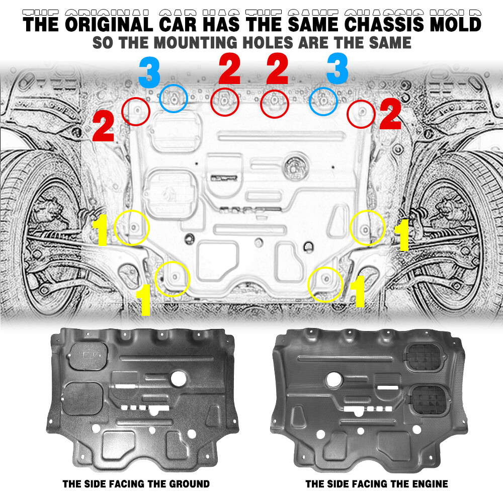 Front Engine Splash Guards Shield Assembly Plastic For Nissan Rogue 2022-2023