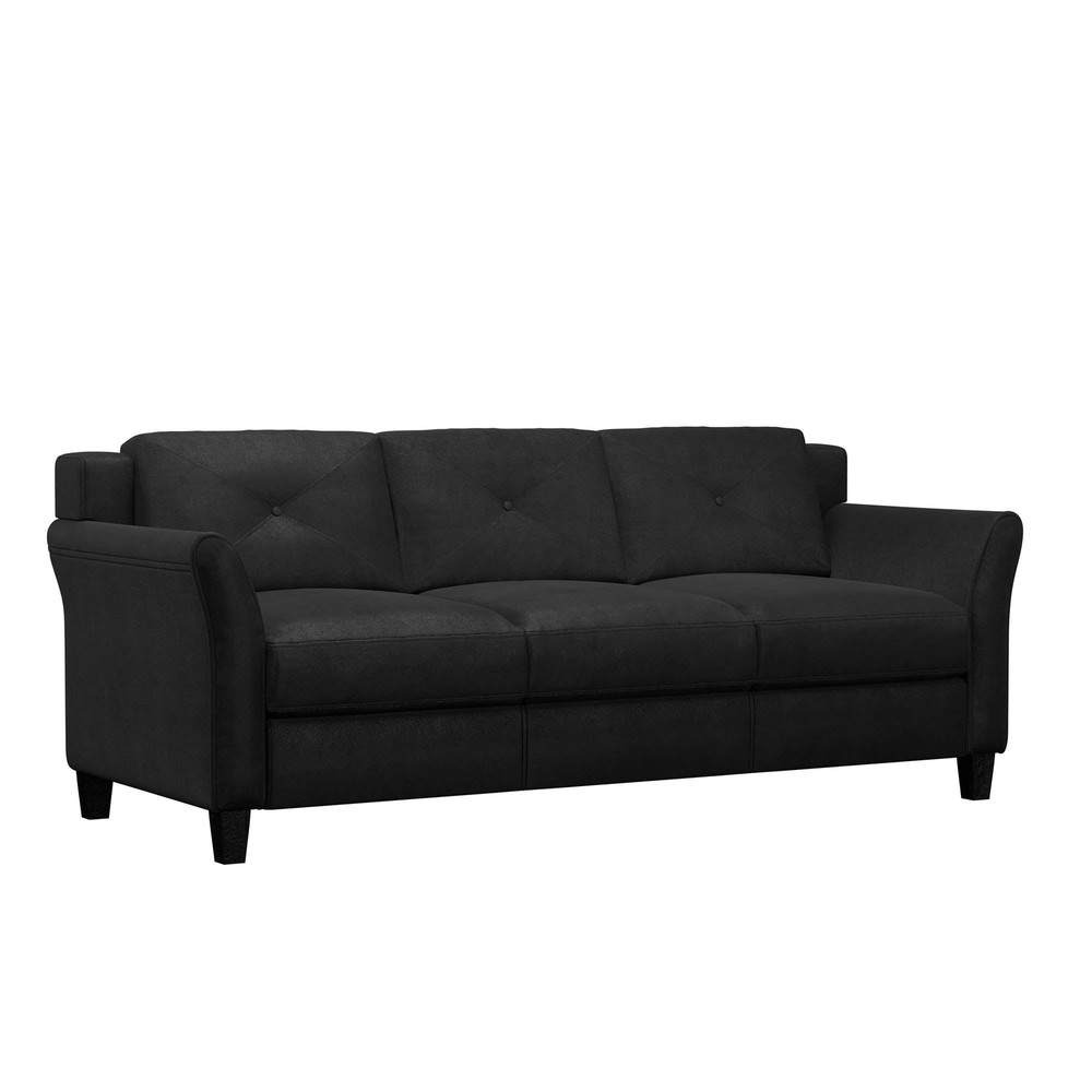 Taryn Curved Arms Sofa, Black Fabric