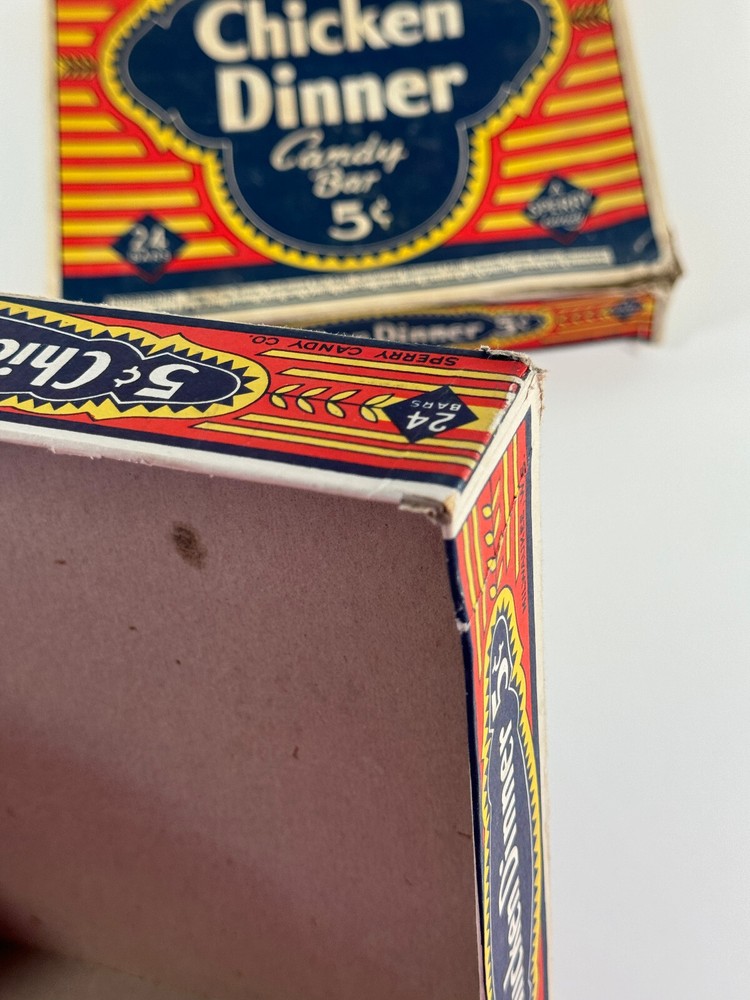 RARE 1920's Original Chicken Dinner Candy Bar 5 cent BOX nice see pics