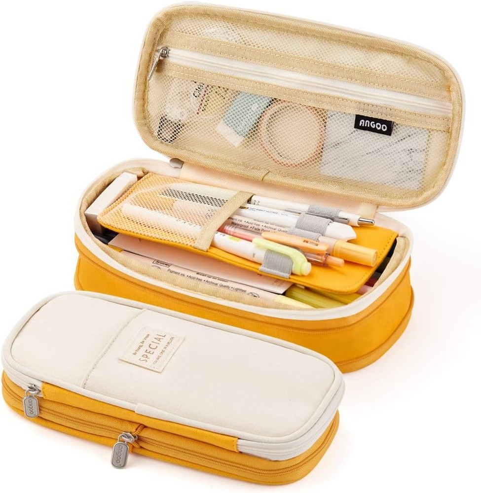 EASTHILL Big Capacity Pencil Pen Case Yellow Orange
