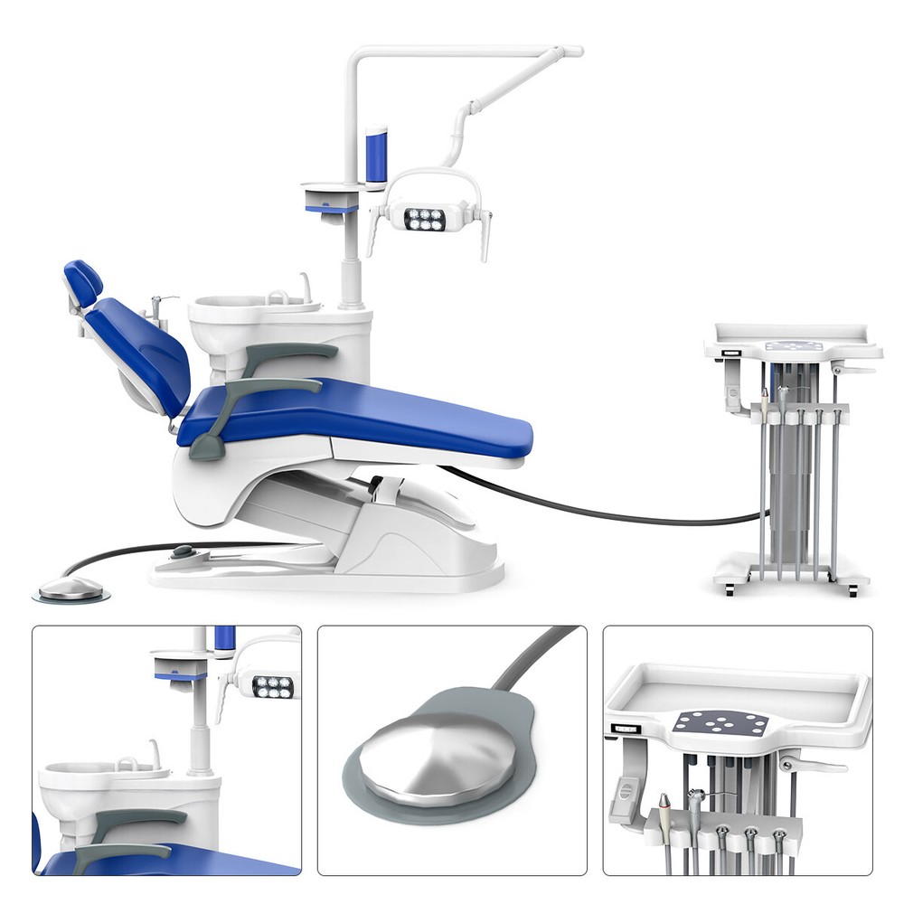FDA Dental Unit Chair Integral Computer Controlled DC Motor PU Leather +Stool