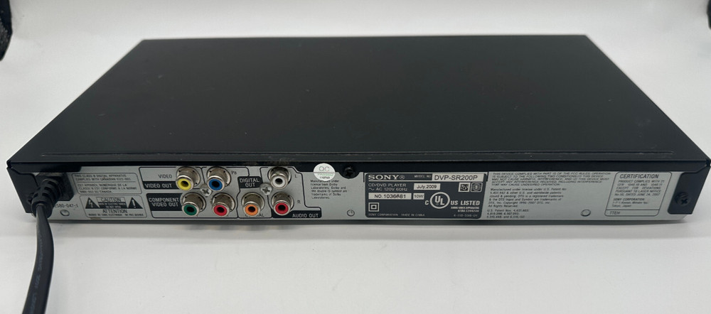 Sony DVD CD Player Model DVP-SR200P - TESTED & WORKS