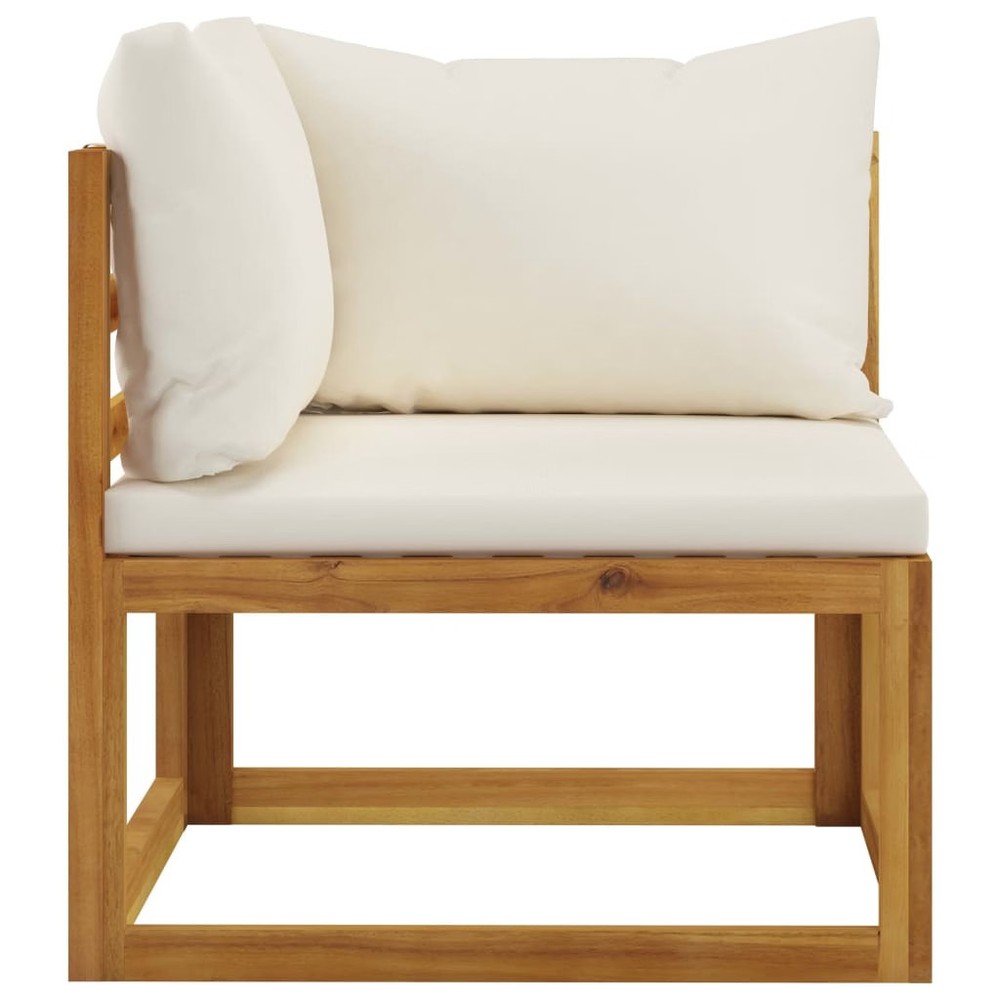 Sectional Sofa Cream White Solid Acacia wood, 100% polyester fabric