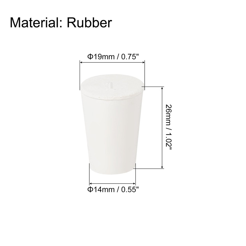 8Pcs Solid Rubber Stoppers, White 1# Tapered Lab Plugs, 19x14x26mm