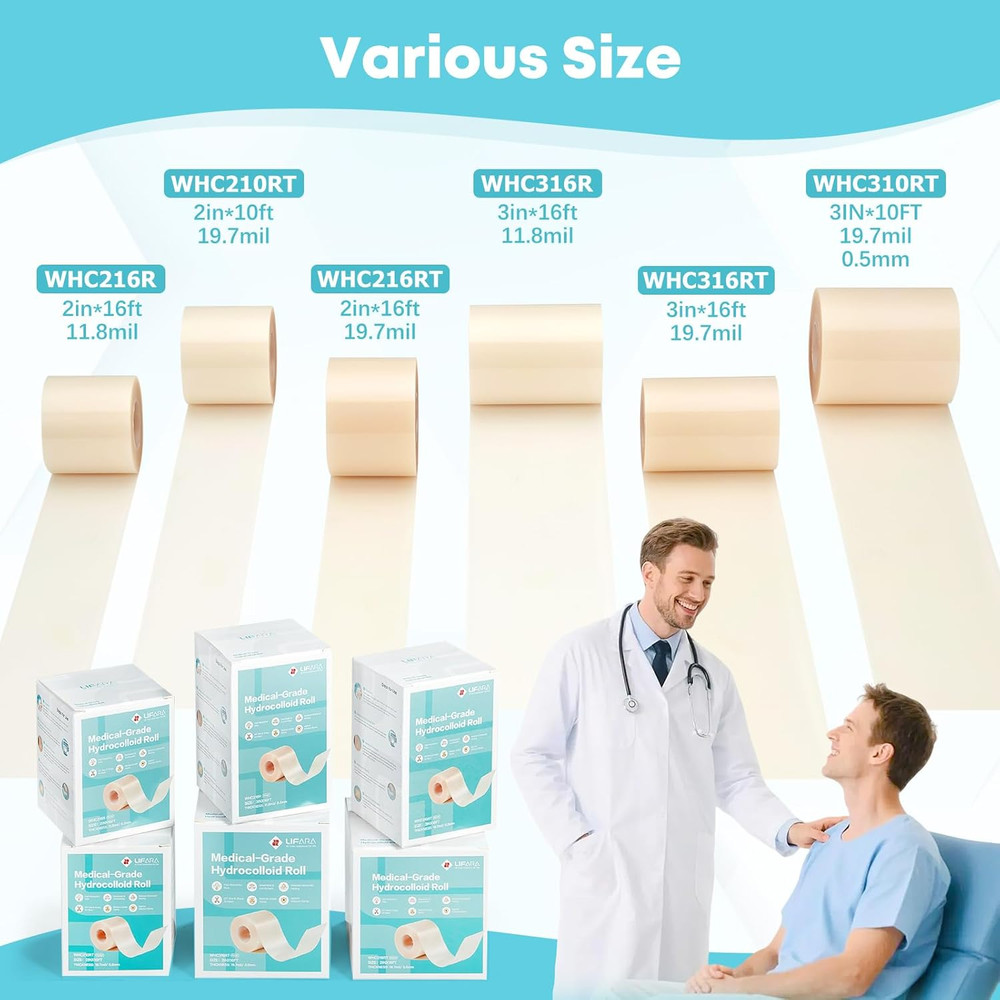 Hydrocolloid Roll for Wound Care - Cut-To-Size, Extra Large Hydrocolloid Patch B