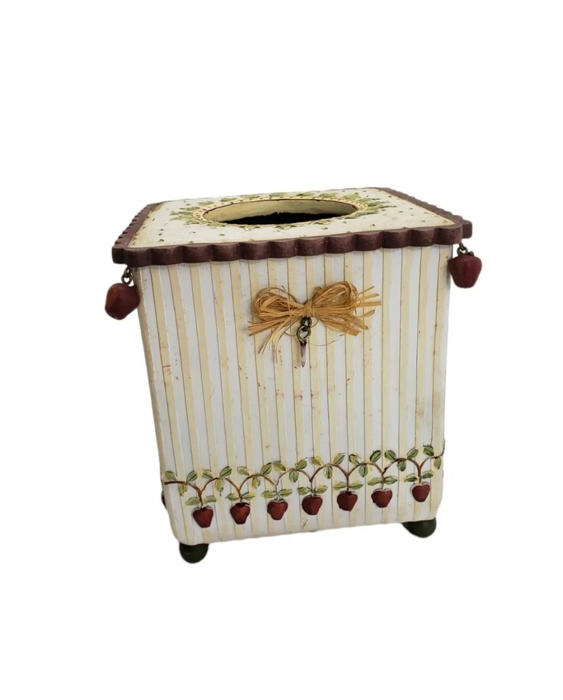 Apple Square tissue Box Cover Storage Box - Rare