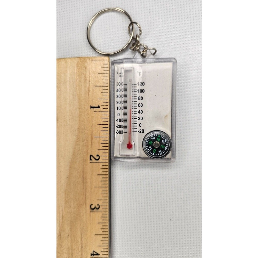 Vintage Compass And Thermometer Keychain