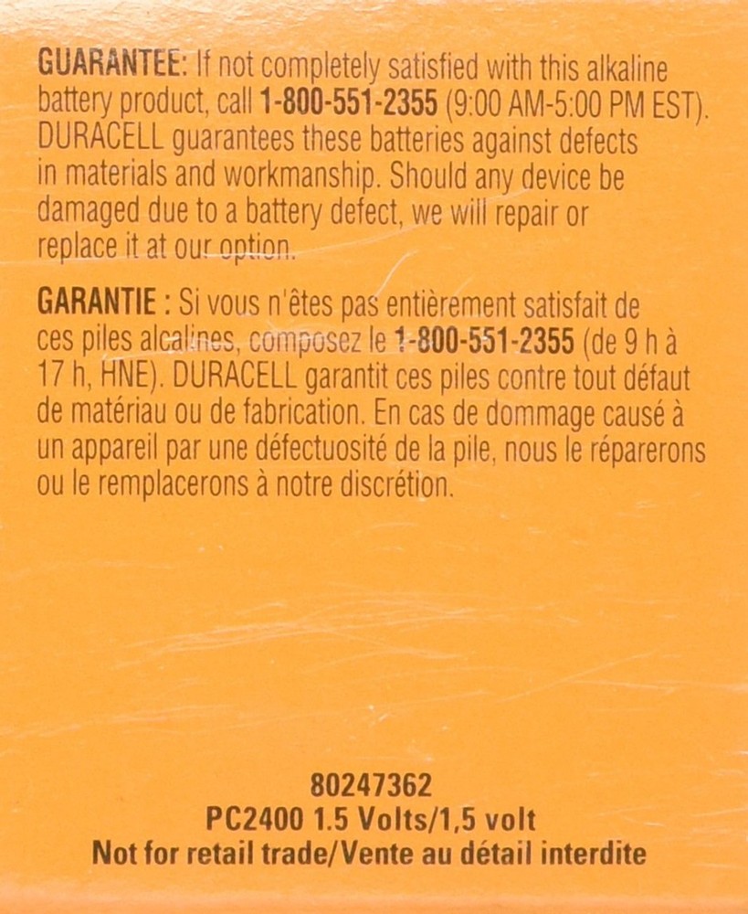 Duracell Professional AAA Alkaline Battery (PC2400) 24 PACK