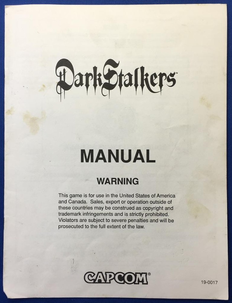 DARK STALKER : Arcade Game by CAPCOM - Manual