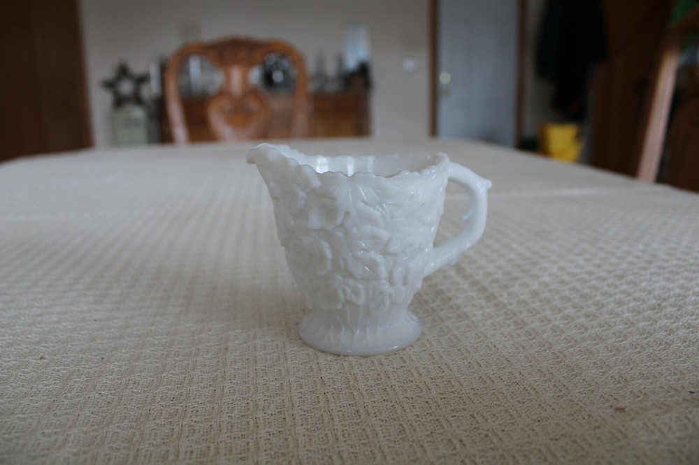 Westmoreland Vintage Creamer & Sugar Bowl Raised Maple Leaf Pattern
