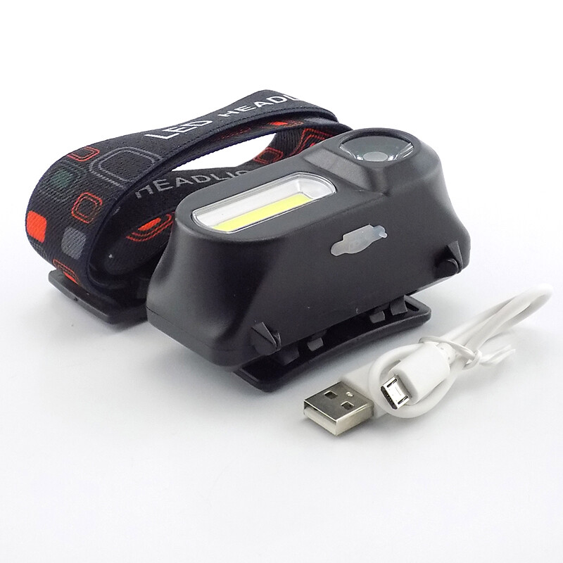 COB LED headlamp USB Headlight head light Lamp Torch Flashlight Lanterns