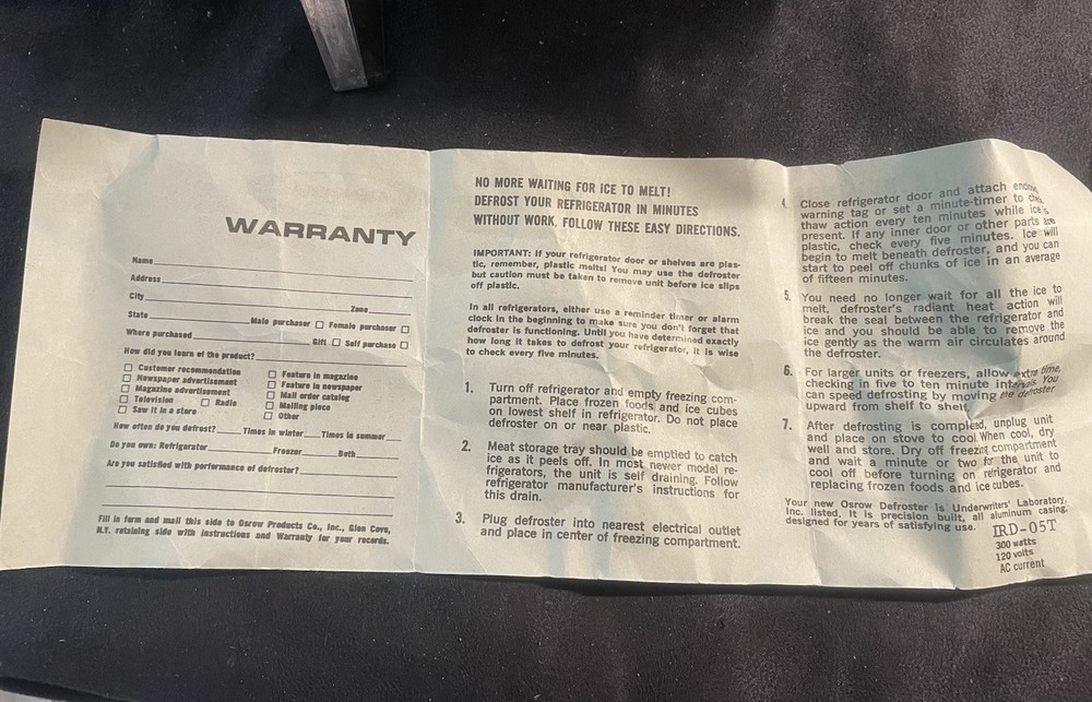 OSROW Compact Infra-Red Defroster- WORKS