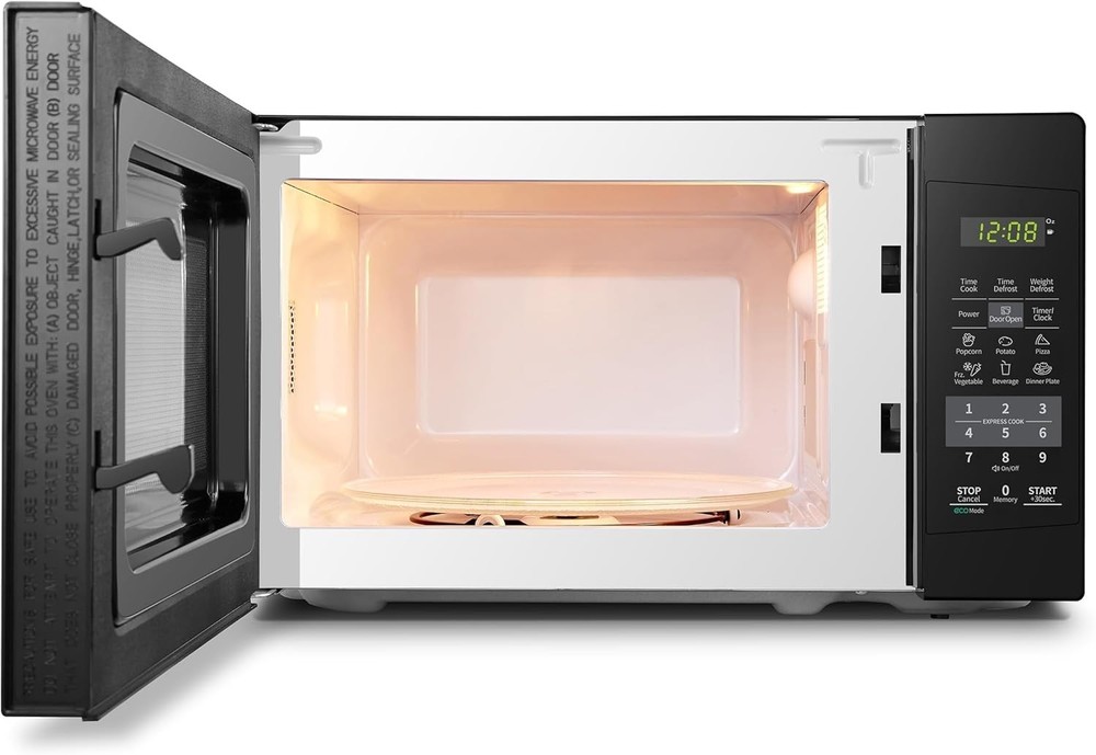 Modern 700W Microwave with Quiet Mute Function, ECO Mode & Stylish Black Finish