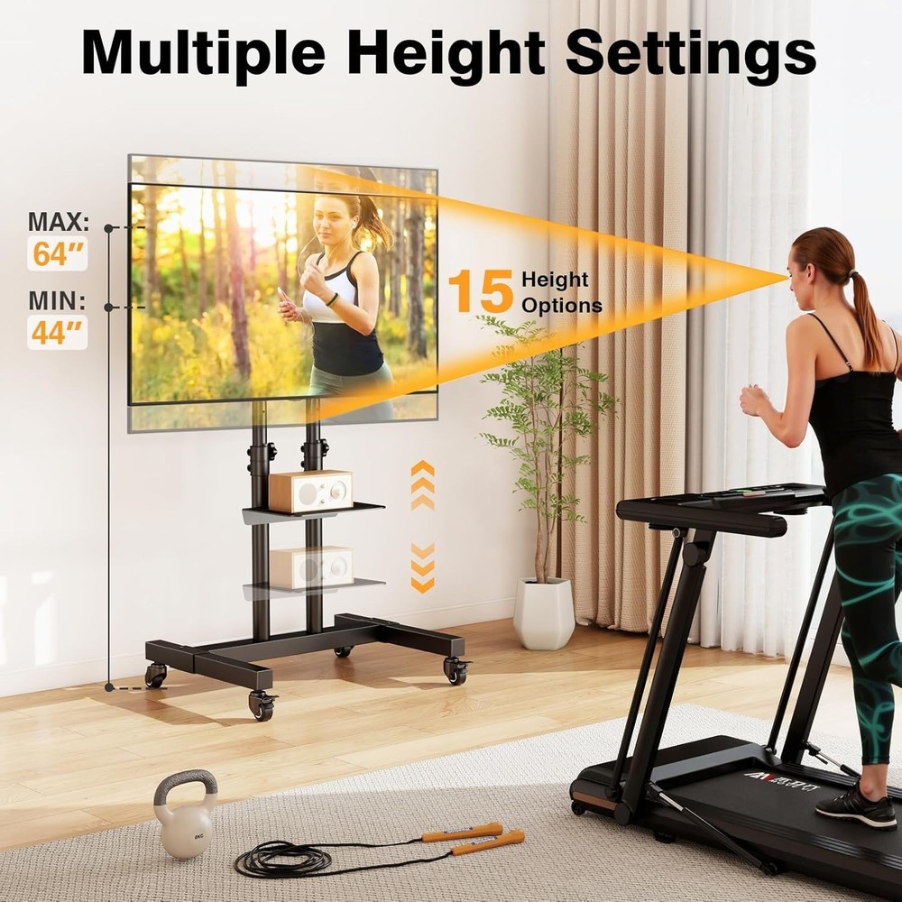 Mobile TV Stand with Shielded Locking Wheels - Perfect for Events