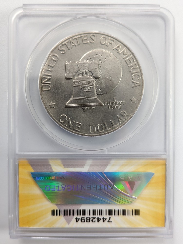 1976-D Eisenhower Ike Dollar ANACS MS-64 Type 2 Curved Clip Mint Error
