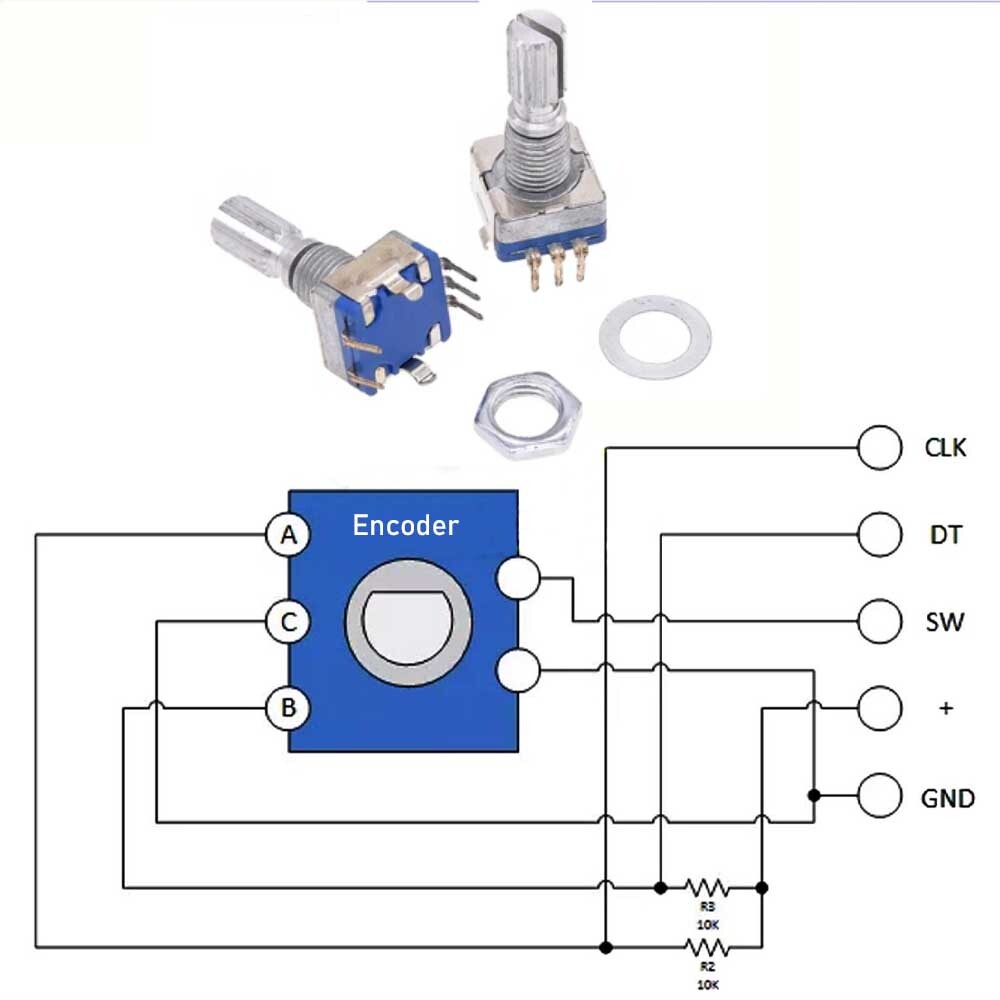 10Pcs 20mm Rotary Encoder Switch EC11 Audio Digital Potentiometer with Handle