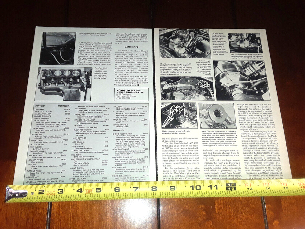 JOE MONDELLO OLDS 455 TRANS AM ORIGINAL 1985 ARTICLE