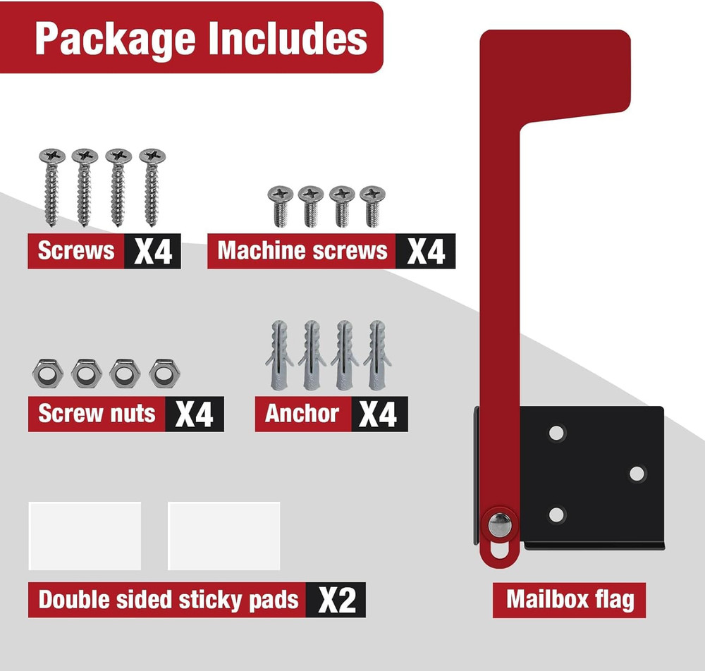 Mailbox Flag Replacement Kit, Galvanized Steel Flag for Mailbox, Mailboxes Acces