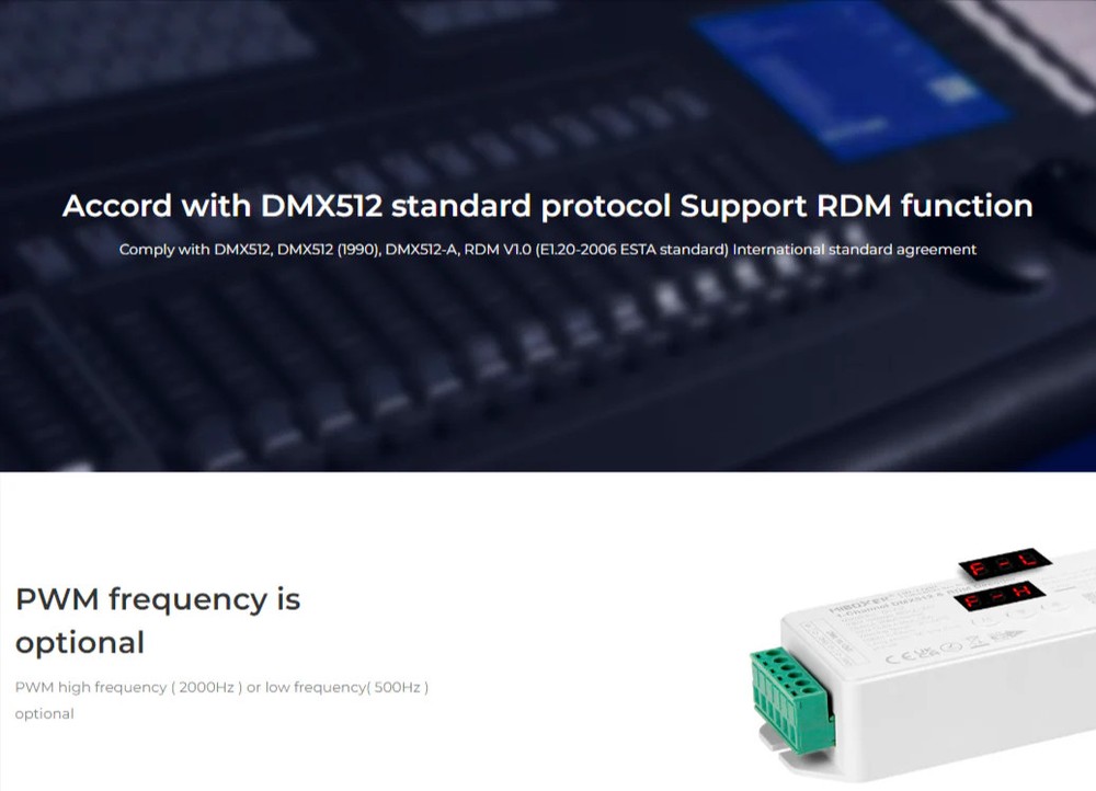 Miboxer DMX512 1-Channel Constant Voltage DMX512 & RDM Decoder