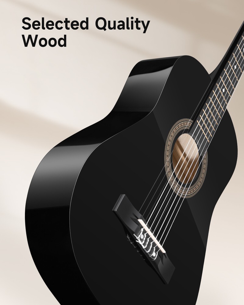 Moukey 38" Acoustic Guitar Dreadnought Beginner Bundle With Strap Bag Tuner Pick