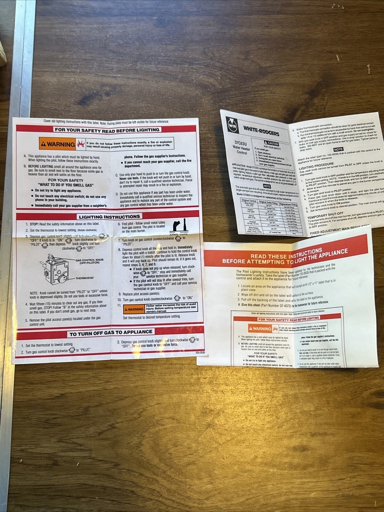 New White-Rodgers 37C63U-114 Water Heater Gas Valve / Thermostat