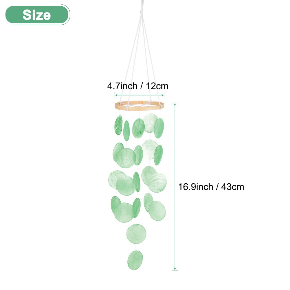Shell Wind Chime for Outside, Hanging Sea Glass Shell Wind Chime [Green]