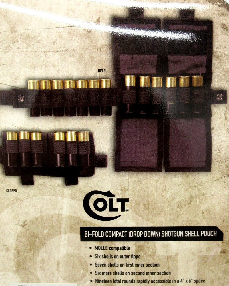 COLT Bi-Fold Compact Drop-Down 19 Shotgun Shell Pouch MOLLE Compatible