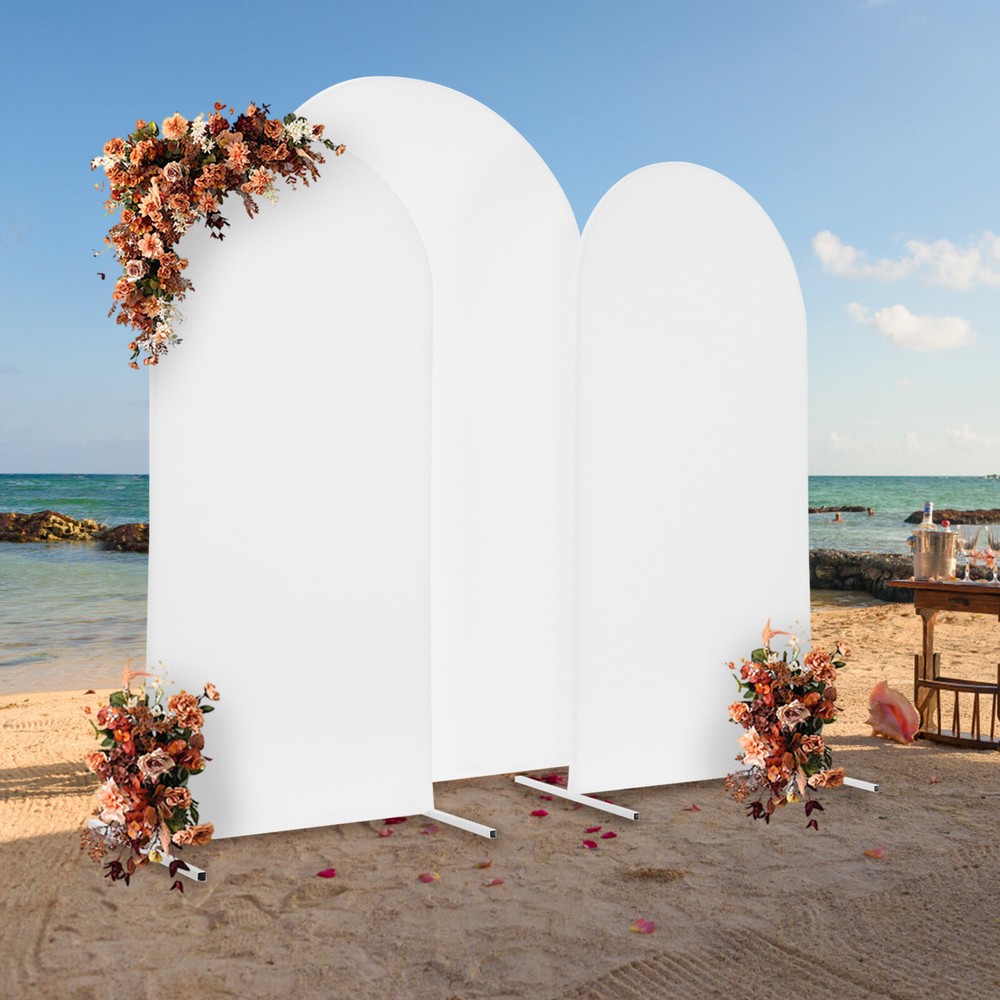 3X White Arch Backdrop Stand Set Wedding Arch Stand Backdrop Decor with Covers