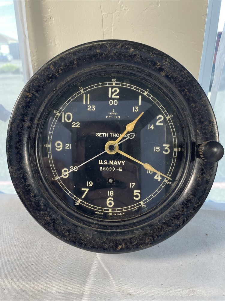 Seth Thomas WW2 Era Deck Clock Vintage Bakelite US Navy Working Military Clock
