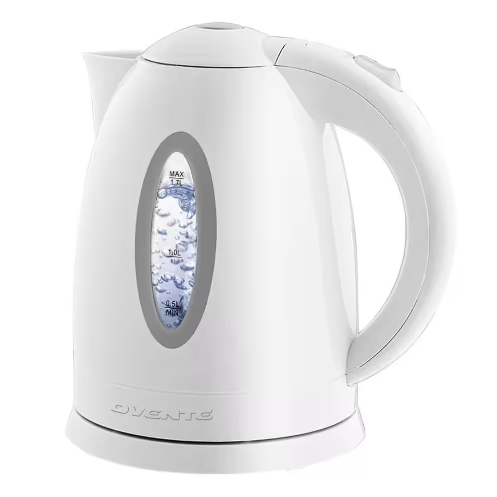 7-Cup Bpa-Free White Electric Kettle with Auto Shut off Feature, Boil-Dry Protec