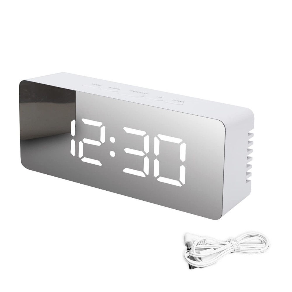 ThreeH LED Mirror Desk Clock with Snooze Function Temperature Display Digital...