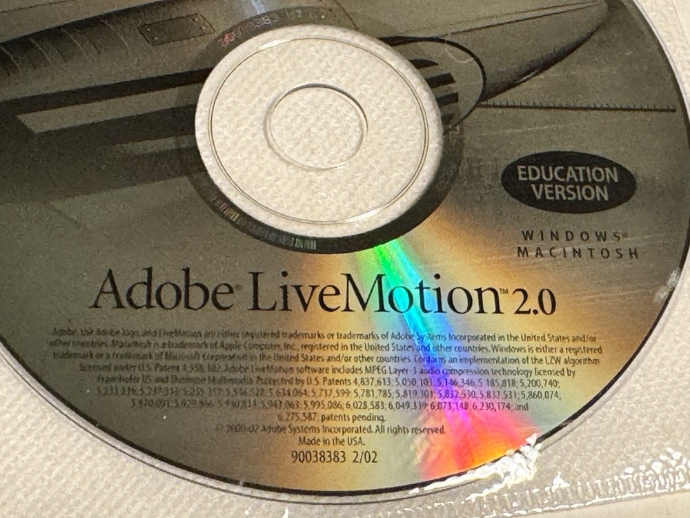 ADOBE LiveMotion 2.0 Education Version For Windows & Mac Disc only