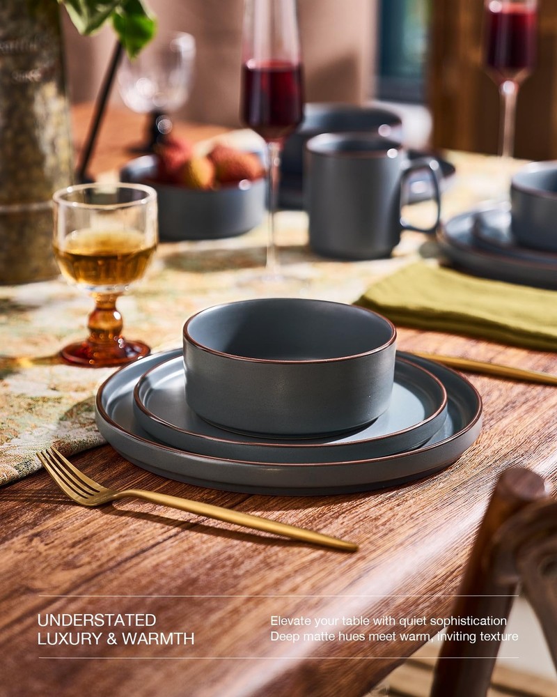 Nebula Ridge Stoneware Dinnerware Sets, Plates and Bowls Sets for 4, 12 Piece...