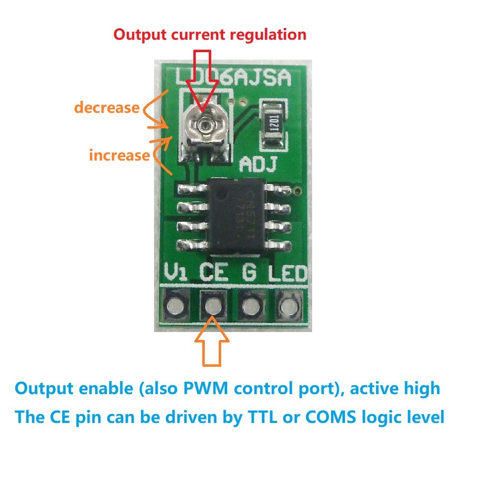 1PCS DC 3.3V 3.7V 5V LED Driver 30-1500MA Constant Current Adjustable Module PWM