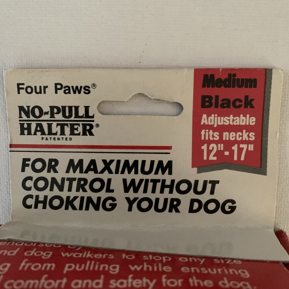 Four Paws No-Pull Dog Halter Medium Black Adjustable Fits Necks 12-17” New