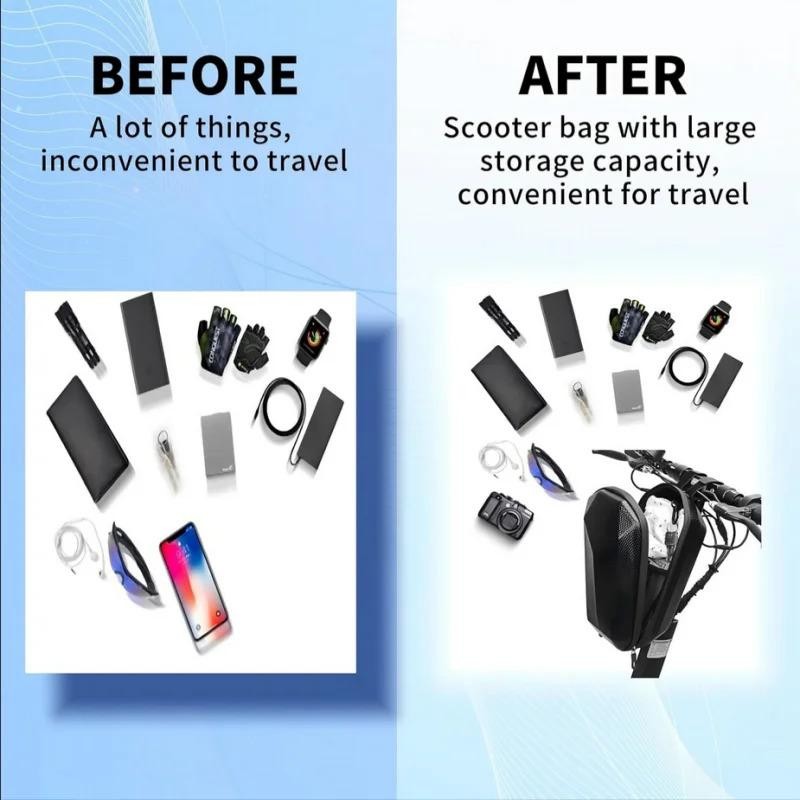 Electric Scooter Handlebar Storage Bag Premium Waterproof Hard Shell Front Bag