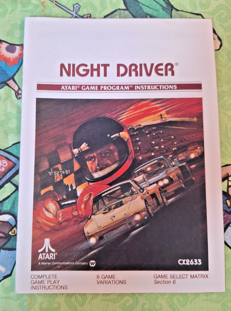 Night Driver Atari 2600 MANUAL ONLY Authentic Original